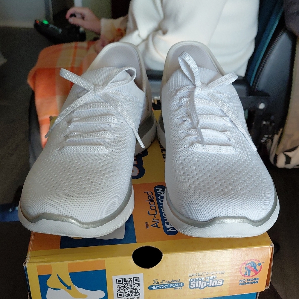 Skechers White Lace-Up Sneakers